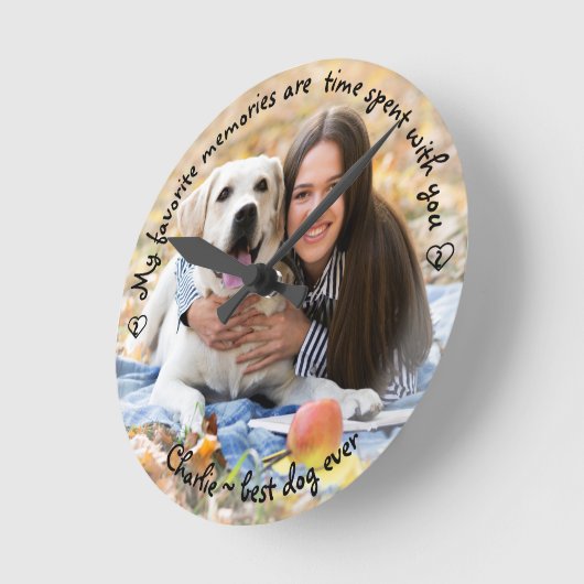 私の思お気に入りのい出の犬の写真最高の犬は今まで ラウンド壁時計 (傾斜)