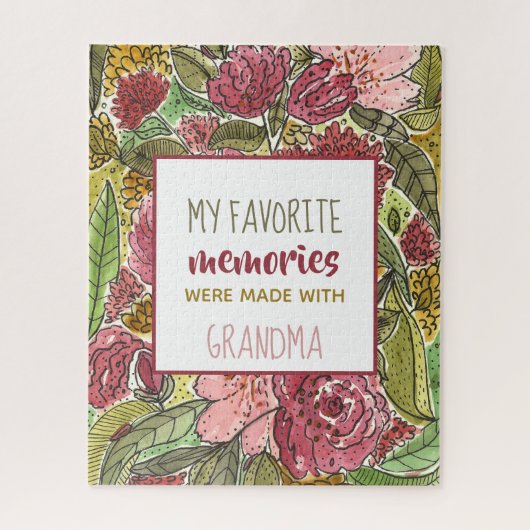 私の思お気に入りのい出はおばあちゃんピンクの花と一緒 ジグソーパズル (縦)