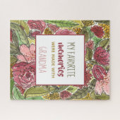 私の思お気に入りのい出はおばあちゃんピンクの花と一緒 ジグソーパズル (横)