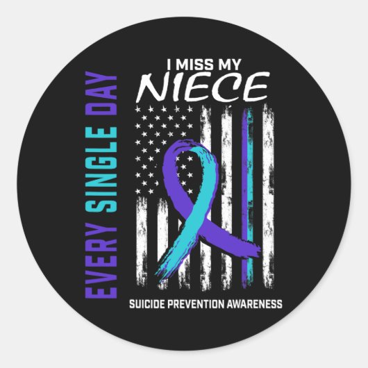 私の恋しく思姪の自殺認識度防止アメリ ラウンドシール (正面)