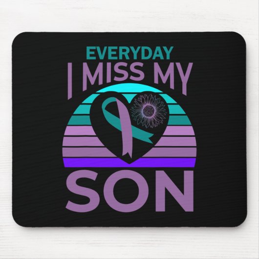 私の恋しく思息子のハートひまわり自殺認識度モ マウスパッド (正面)