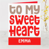 私の恋人トレンディー名に赤バレンタイン カード (黄色い花)