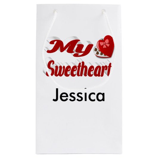 私の恋人パーソナライズされたバレンタインデー スモールペーパーバッグ (裏面)