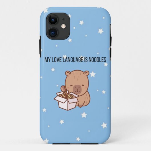 私の恋愛言語は麺類です | かわいいカピバラ iPho Case-Mate iPhoneケース (裏面)