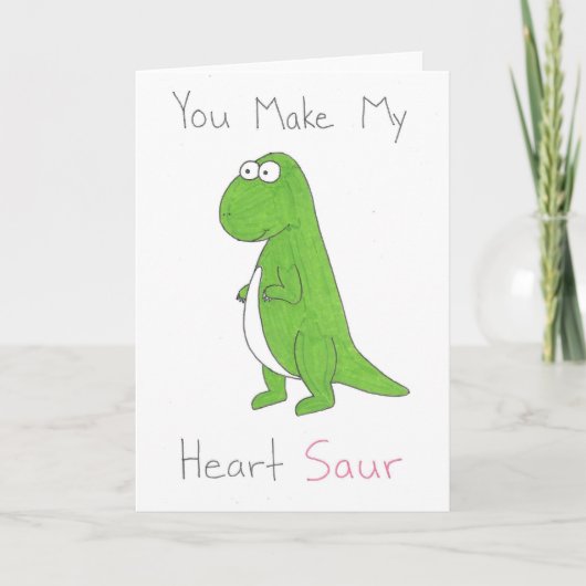 私の恐竜の折り畳みハートカードを可愛くする シーズンカード (正面)