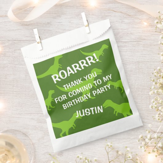 私の恐竜来誕生会ありがとう フェイバーバッグ (クリップ留めされた状態)