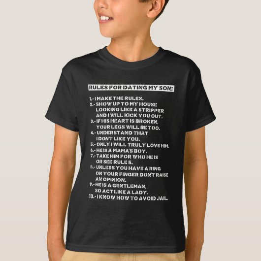 私の息子と付き合うためのルール Tシャツ (正面)