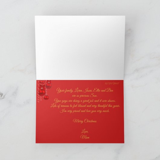私の息子と彼の家族へのクリスマスグリーティングカード シーズンカード (内部)