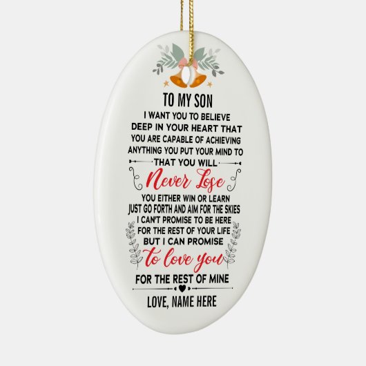 私の息子にパパか母から名前をカスタムする セラミックオーナメント (右)