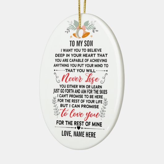 私の息子にパパか母から名前をカスタムする セラミックオーナメント (左)