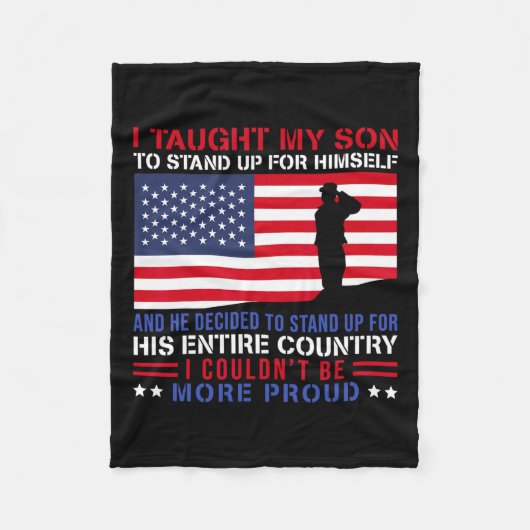 私の息子に誇りに思う軍のママAを立ち上げる方法を教えた フリースブランケット (正面)