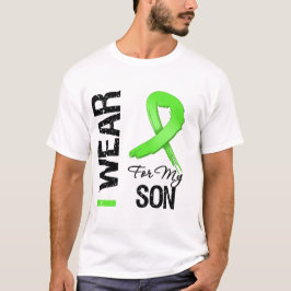 私の息子のためのリンパ腫Iの衣服のライムグリーンのリボン Tシャツ