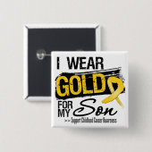 私の息子のための小児癌リボン 缶バッジ (正面&裏面)