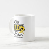 私の息子のための幼年期の蟹座のリボン コーヒーマグカップ (正面左)