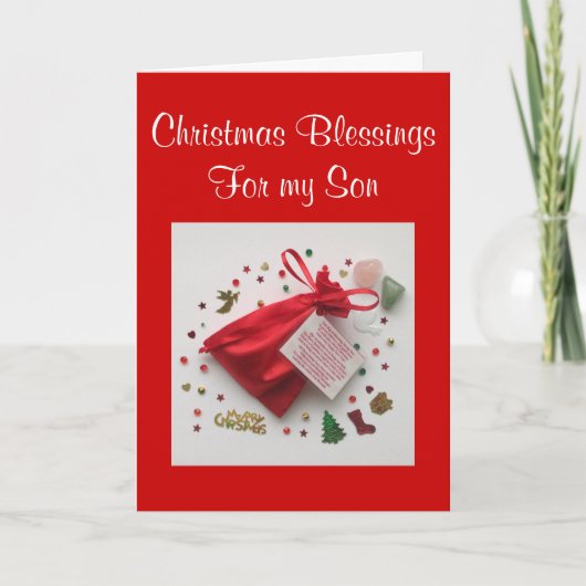 私の息子のクリスマスカードのためのクリスマス恵みのバッグ シーズンカード (正面)