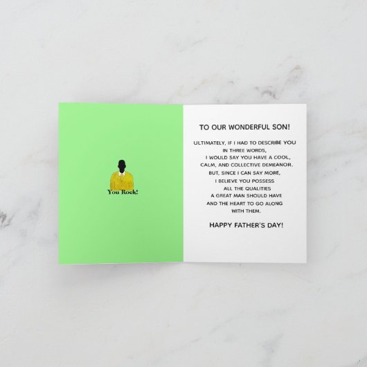 私の息子のスーツとネクタイにアフリカ系アメリカ人の父の日 カード (内部)