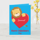 私の息子のバレンタインデーの素敵なライオン カード (黄色い花)