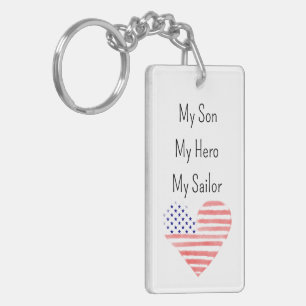 私の息子のヒーロー私のセーラー米国海軍ママKeychain キーホルダー