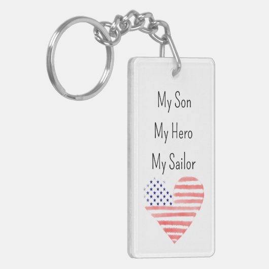 私の息子のヒーロー私のセーラー米国海軍ママKeychain キーホルダー (正面左)