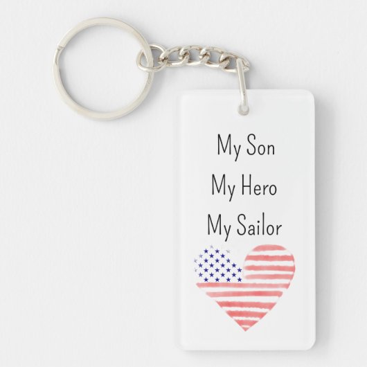 私の息子のヒーロー私のセーラー米国海軍ママKeychain キーホルダー (正面)