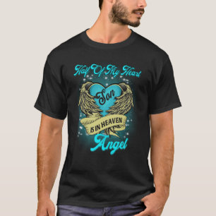 私の息子の半分のハートは天国エンジェルMemoria Tシャツ