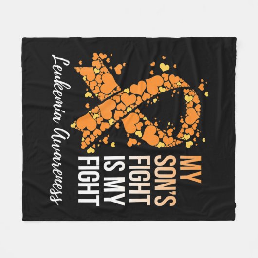 私の息子の戦いは私の白血病認識度 フリースブランケット (正面(横))