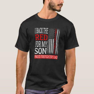 私の息子の消防士のパパFのために赤を戻す Tシャツ