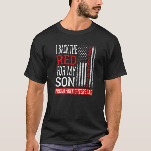 私の息子の消防士のパパFのために赤を戻す Tシャツ (正面)