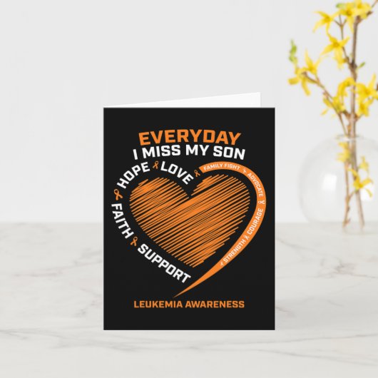 私の息子の白血病Awの愛する思い出を覚えて カード (黄色い花)