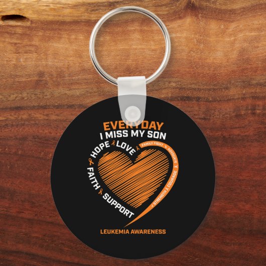 私の息子の白血病Awの愛する思い出を覚えて キーホルダー (正面)