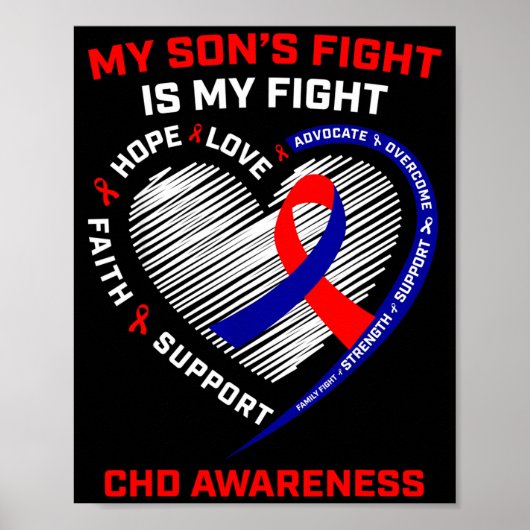 私の息子の闘いは私の闘い CHD 心臓病啓発 ポスター (正面)