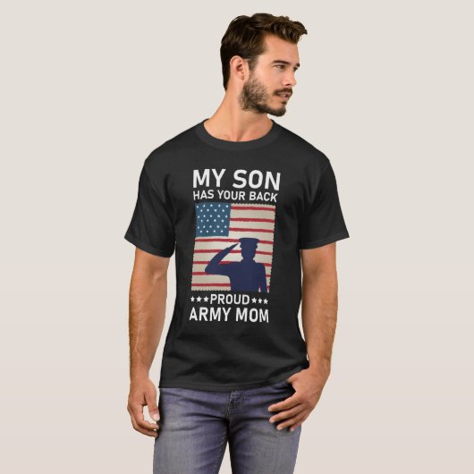 私の息子はあなたの背誇りを持った軍の母を持っている – USA American Tシャツ (正面フル)