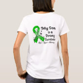 私の息子は強い生存者グリーンリボンだ Tシャツ (裏面)