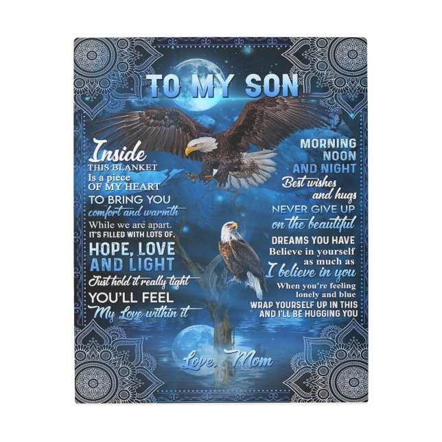 私の息子への誕生日ギフト、私の男の赤ちゃんへのギフト メタルプリント (正面)