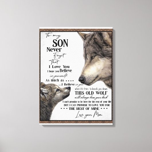 私の息子への贈り物、母と息子、息子へのラブレター キャンバスプリント (正面)
