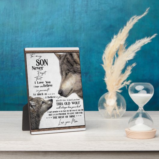 私の息子への贈り物、母と息子、息子へのラブレター フォトプラーク (側面)