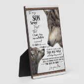 私の息子への贈り物、母と息子、息子へのラブレター フォトプラーク (側面)