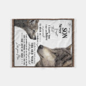 私の息子への贈り物、母と息子、息子へのラブレター フリースブランケット (正面(横))