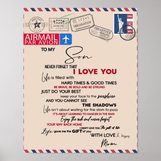 私の息子への贈り物、母と息子、息子へのラブレター ポスター (正面)