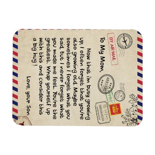 私の息子への贈り物、母と息子、息子へのラブレター マグネット (横)