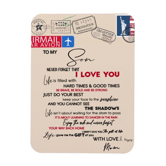 私の息子への贈り物、母と息子、息子へのラブレター マグネット (縦)