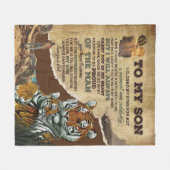 私の息子への贈り物,虎の愛好家,パパから息子への手紙 フリースブランケット (正面(横))