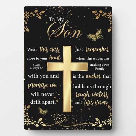 私の息子ギフトには、蝶の恋人、フローラの息子の手紙 フォトプラーク (正面)