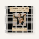 私の息子バッファロープレイドの木フェイクの写真への手紙 ノートブック (正面)