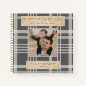 私の息子バッファロープレイドの木フェイクの写真への手紙 ノートブック (正面)