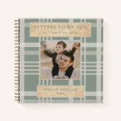 私の息子バッファロープレイドの木フェイクの写真への手紙 ノートブック (正面)