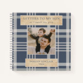 私の息子バッファロープレイドの木フェイクの写真への手紙 ノートブック (正面)