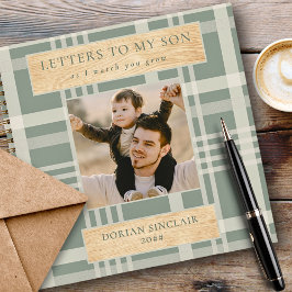 私の息子バッファロープレイドの木フェイクの写真への手紙 ノートブック