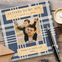 私の息子バッファロープレイドの木フェイクの写真への手紙