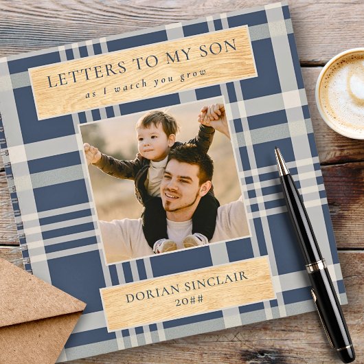 私の息子バッファロープレイドの木フェイクの写真への手紙 ノートブック